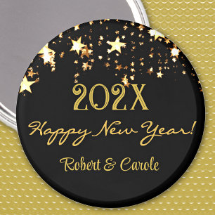 Name, Black & Gold Happy New Year 2.25-in Favour Magnet