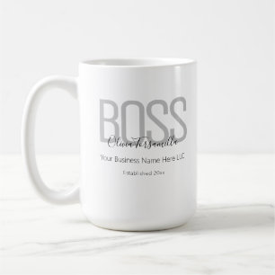 Name Black Grey Boss Coffee Mug