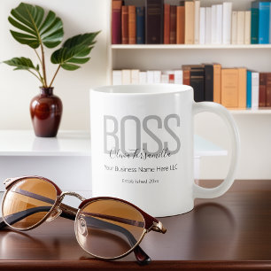 Name Black Grey Boss Coffee Mug