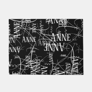 Name Black Typography Pattern Doormat