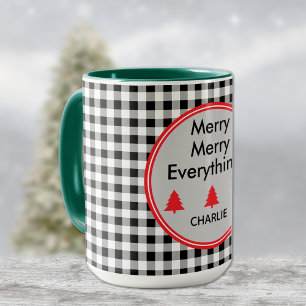 Name, Black & White Buffalo Check 15oz. Combo Mug