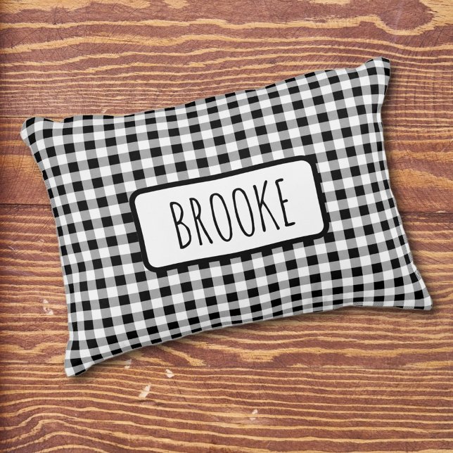Name, Black & White Buffalo Check 16x12 Decorative Cushion (Creator Uploaded)