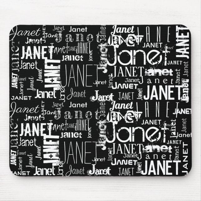 Name Black White Mouse Pad | Personalise (Front)