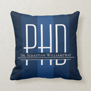 Name Blue Graduation PhD Cushion