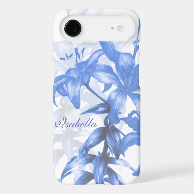 Name blue oriental lily floral iphone case (Back)