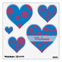 Name Blue Purple Polka Dots Heart Girly Circles