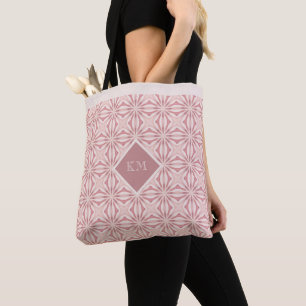 Name Blush Pink Abstract Floral Chic Pretty Girly Tote Bag