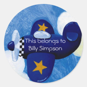 Name book plates classic round sticker