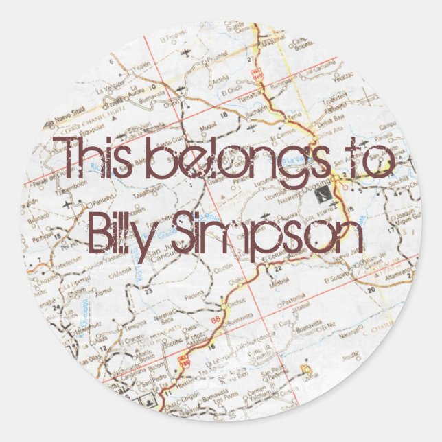 Name book plates classic round sticker (Front)