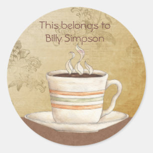 Name book plates classic round sticker