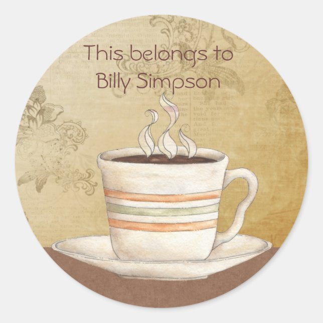 Name book plates classic round sticker (Front)