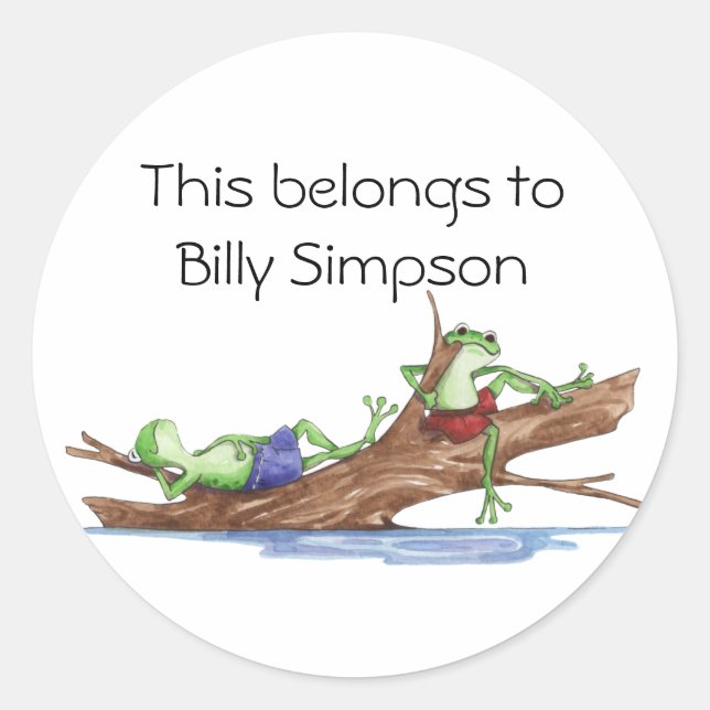 Name book plates classic round sticker (Front)