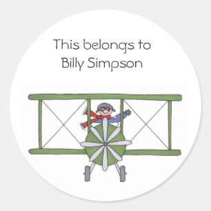 Name book plates classic round sticker