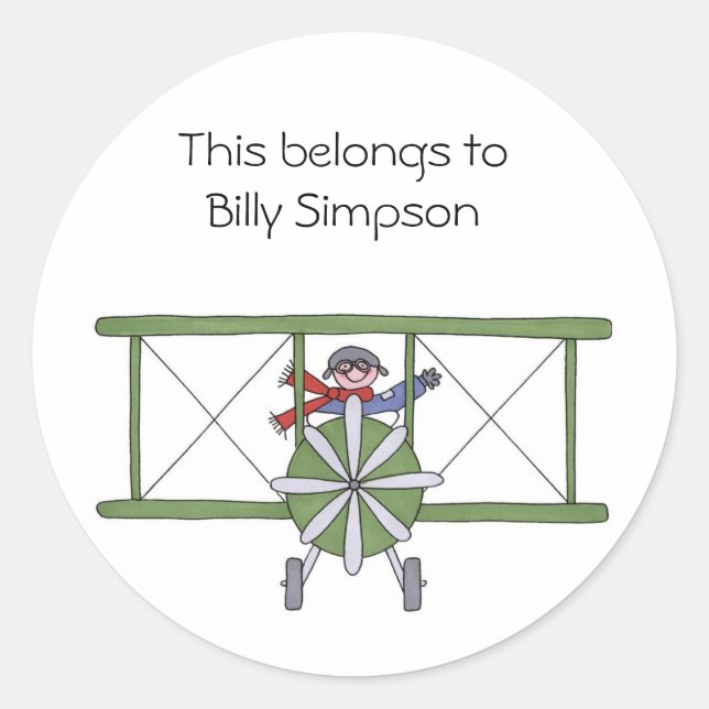 Name book plates classic round sticker (Front)