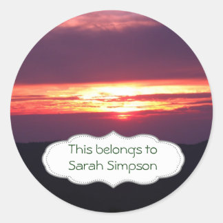 Name book plates classic round sticker