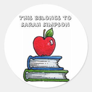 Name book plates classic round sticker