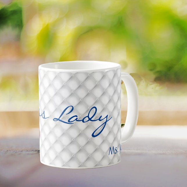 Name, Boss Lady White Tufted 11oz Coffee Mug (Creator Uploaded)