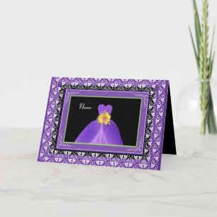 NAME Bridesmaid Invite PURPLE Gown & Lace Trim