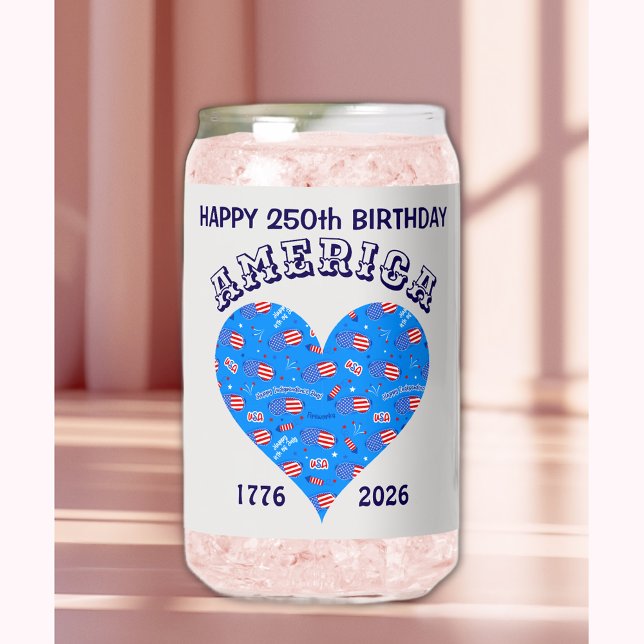 Name || Bright Blue Heart Happy Birthday America Can Glass (Creator Uploaded)