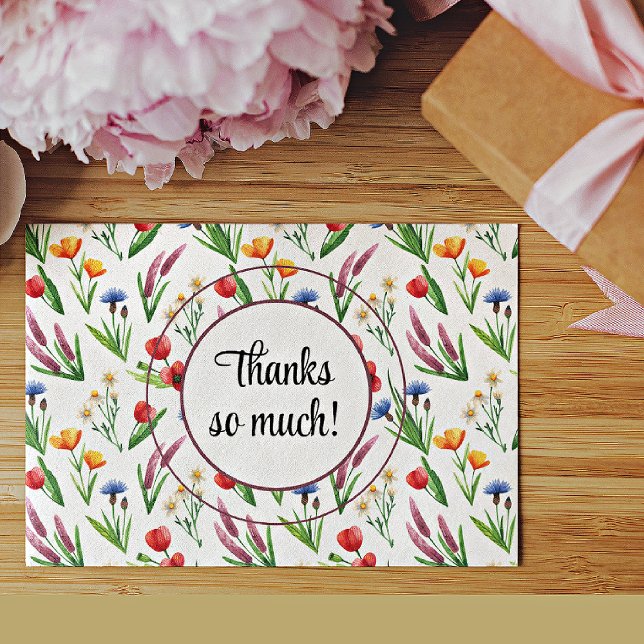 Name, Bright Watercolor Wildflowers Thank You Card (Creator Uploaded)