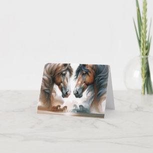 Name Brown Beautiful Horses Folded Note Card