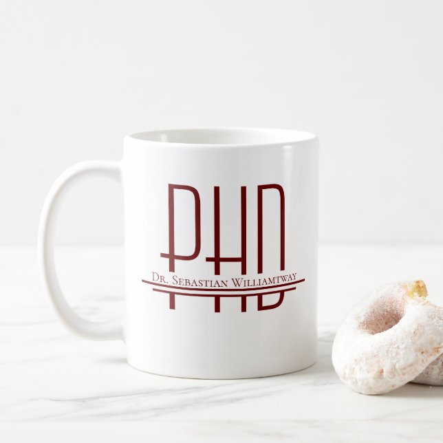 Name Burgundy PhD Coffee Mug (With Donut)