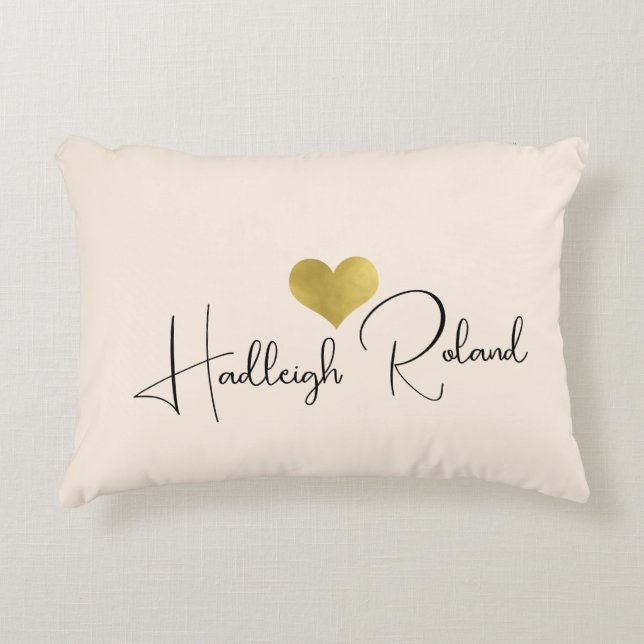 Name Calligraphy Monogram Heart Decorative Cushion (Front)