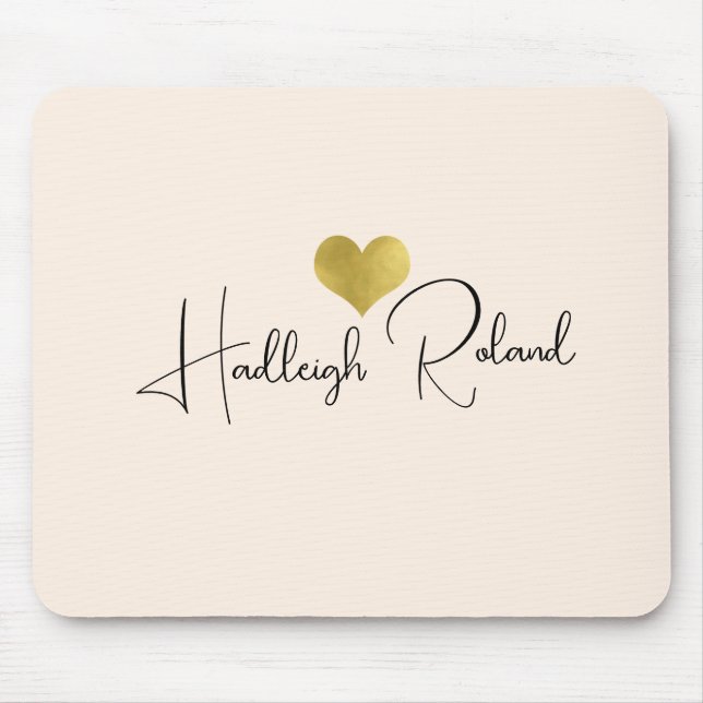 Name Calligraphy Monogram Heart Mouse Pad (Front)