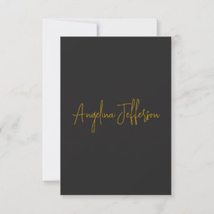 Name Calligraphy Professional Elegant Gold Color Thank You Card