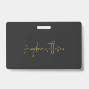 Name Calligraphy Professional Elegant Gold Colour ID Badge