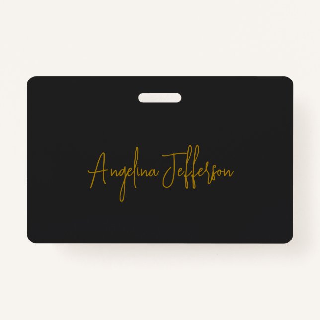 Name Calligraphy Professional Elegant Gold Colour ID Badge (Front)