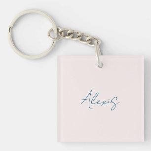 Name Calligraphy Script Plain Simple Pastel Colour Key Ring