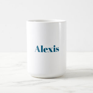 Name Calligraphy Script Plain Simple White Blue Coffee Mug