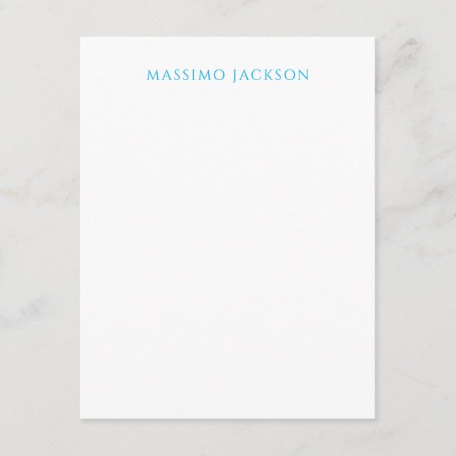 Name Calligraphy Script Plain Simple White Blue Enclosure Card (Front)