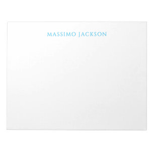Name Calligraphy Script Plain Simple White Blue Notepad