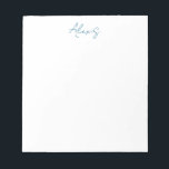 Name Calligraphy Script Plain Simple White Blue Notepad<br><div class="desc">This template can be customized to meet all professional occupations.</div>
