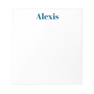 Name Calligraphy Script Plain Simple White Blue Notepad