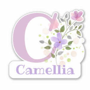 Name Camellia plus Initial with Floral Design