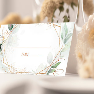 Name Cards Wedding Table Gold & Green Geometric