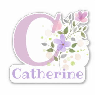 Name Catherine plus Initial with Floral Design