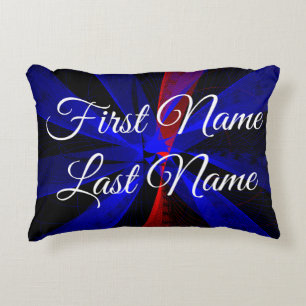 Name Change Blue Abstract Geometric Accent Pillow