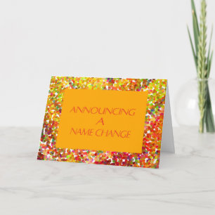 Name Change Card, Orange with Speckles Announcement
