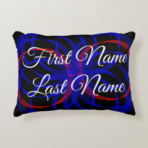 Name Change Double Blue Geometric Accent Pillow