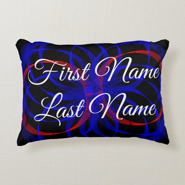 Name Change Double Blue Geometric Accent Pillow (Front)
