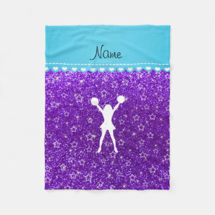 Name cheerleader indigo purple glitter stars fleece blanket