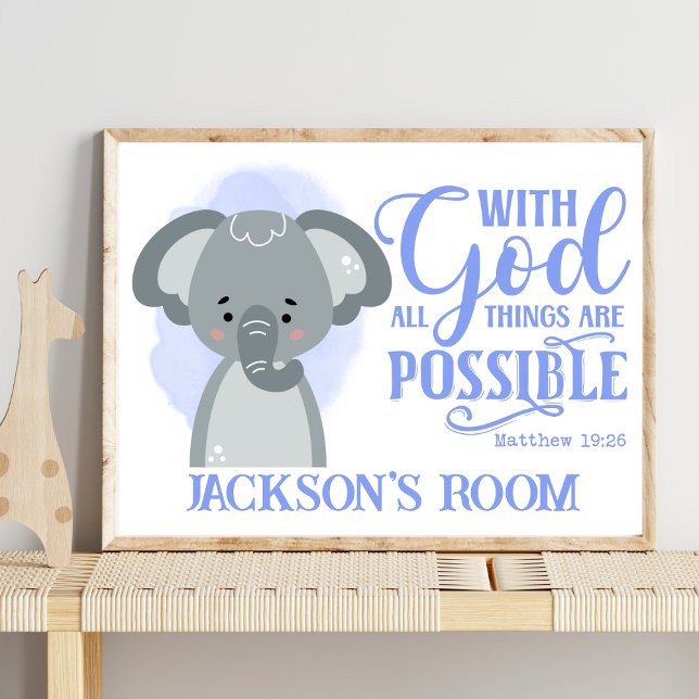 Name Christian Cute Baby Elephant Bible Quote Poster (Creator Uploaded)