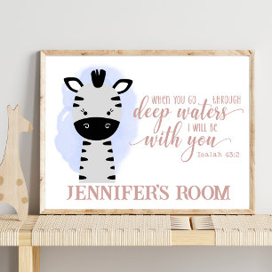 Name Christian Cute Baby Zebra Bible Quote Poster