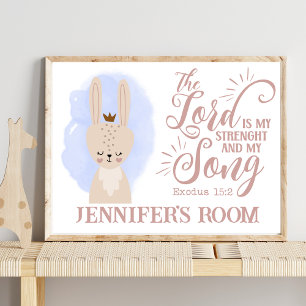 Name Christian Cute Bunny Rabbit Bible Quote Poster