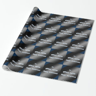 Name Christmas Tech-look, perforated steel-effect Wrapping Paper