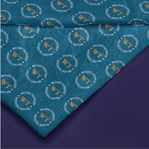 Name (circle monogram) pattern allover Blue Fleece Blanket